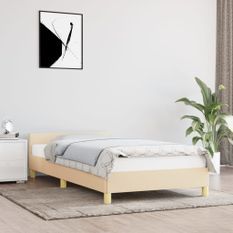 Lit avec tête de lit Crème 100x200 cm Tissu 2