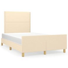 Cadre de lit avec tête de lit crème 120x190 cm tissu