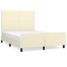 Cadre de lit avec tête de lit Crème 140x190 cm Similicuir