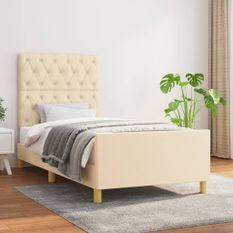 Cadre de lit avec tête de lit Crème 80x200 cm Tissu