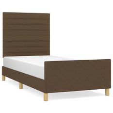 Lit avec tête de lit Marron foncé 100x200 cm Tissu