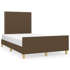 Cadre de lit avec tête de lit marron foncé 120x190 cm tissu