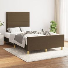 Cadre de lit avec tête de lit Marron foncé 120x200 cm Tissu