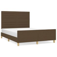 Lit avec tête de lit Marron foncé 140x190 cm Tissu