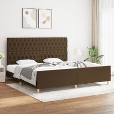 Cadre de lit avec tête de lit marron foncé 200x200 cm Tissu