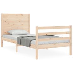 Cadre de lit avec tête de lit petit simple bois massif