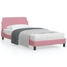 Cadre de lit avec tête de lit Rose 100x200 cm Velours