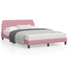 Cadre de lit avec tête de lit Rose 140x190 cm Velours