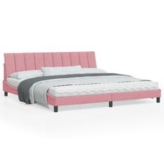 Cadre de lit avec tête de lit Rose 200x200 cm Velours