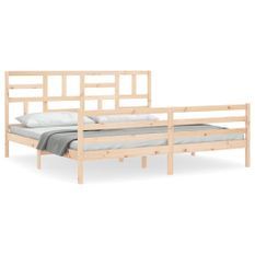 Cadre de lit avec tête de lit Super King bois massif