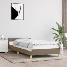 Cadre de lit avec tête de lit Taupe 100x200 cm Tissu