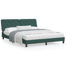 Cadre de lit avec tête de lit Vert foncé 160x200 cm Velours