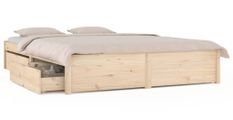 Cadre de lit avec tiroirs bois de pin massif 120x190 cm