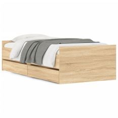 Cadre de lit avec tiroirs chêne sonoma 100x200 cm