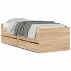Cadre de lit avec tiroirs chêne sonoma 90x190 cm