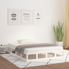 Cadre de lit Blanc 120x190 cm Petit double Bois massif