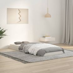 Cadre de lit blanc 75x190 cm petit simple bois massif de pin