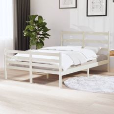 Cadre de lit Blanc Bois de pin massif 120x190 cm Petit double