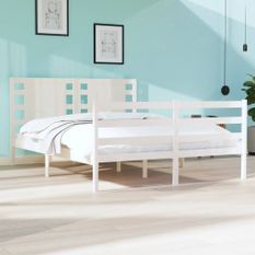 Cadre de lit Blanc Bois de pin massif 120x190 cm Petit double