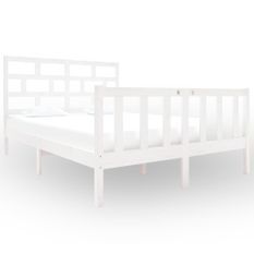 Cadre de lit Blanc Bois de pin massif 135x190 cm Double