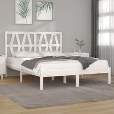 Cadre de lit Blanc Bois de pin massif 135x190 cm Double