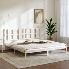 Cadre de lit Blanc Bois de pin massif 200x200 cm