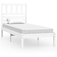Lit Blanc Bois de pin massif 75x190 cm Petit simple 4