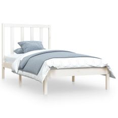 Lit Blanc Bois de pin massif 75x190 cm Petit simple 3