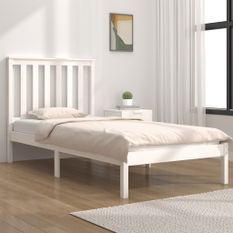 Cadre de lit Blanc Bois de pin massif 75x190 cm Petit simple