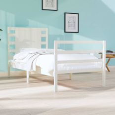 Cadre de lit Blanc Bois de pin massif 75x190 cm Petit simple