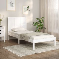 Cadre de lit Blanc Bois de pin massif 75x190 cm Petit simple