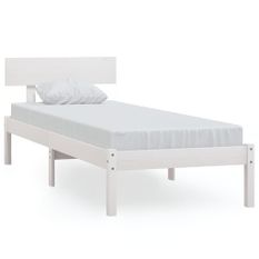 Lit Blanc Bois de pin massif 75x190 cm UK petit simple 2