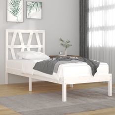 Cadre de lit Blanc Bois de pin massif 90x190 cm Simple