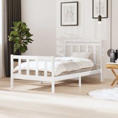 Cadre de lit Blanc Bois massif 100x200 cm