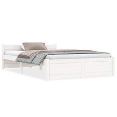 Cadre de lit Blanc Bois massif 120x190 cm Petit double
