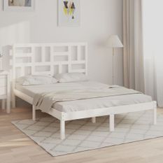 Cadre de lit Blanc Bois massif 120x190 cm Petit Double