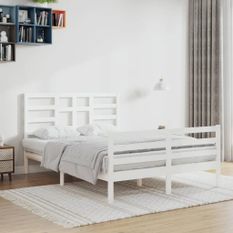 Cadre de lit Blanc Bois massif 120x200 cm