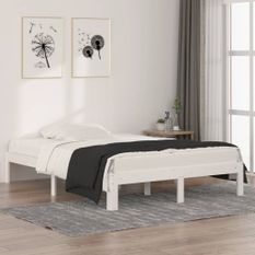 Cadre de lit Blanc Bois massif 135x190 cm Double