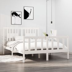 Cadre de lit Blanc Bois massif 135x190 cm Double