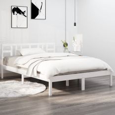 Cadre de lit Blanc Bois massif 135x190 cm Double