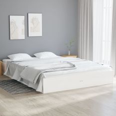 Cadre de lit Blanc Bois massif 135x190 cm Double