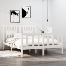 Cadre de lit Blanc Bois massif 140x190 cm