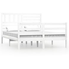 Lit Blanc Bois massif 150x200 cm Très grand 6