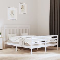 Cadre de lit Blanc Bois massif 160x200 cm