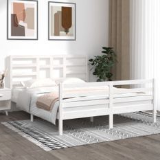 Cadre de lit Blanc Bois massif 160x200 cm