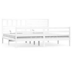 Lit Blanc Bois massif 180x200 cm Super King