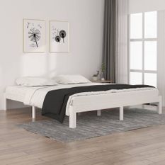 Lit Blanc Bois massif 180x200 cm Super King