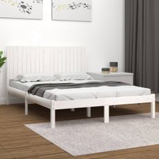 Cadre de lit Blanc Bois massif 180x200 cm Super King