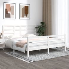 Cadre de lit Blanc Bois massif 180x200 cm Super King