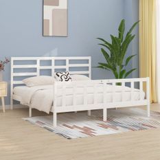 Cadre de lit Blanc Bois massif 180x200 cm Super King